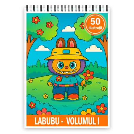 Carti de colorat pentru copii - Carte de colorat pentru copii , 50 de ilustratii Labubu - Volumul I, 106 pagini