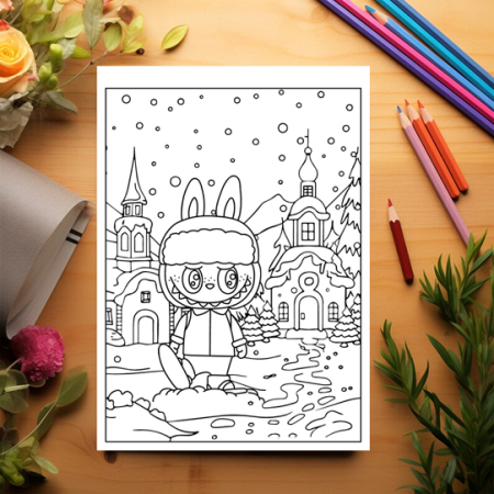 Carte de colorat pentru copii , 50 de ilustratii Labubu - Volumul I, 106 pagini [2]