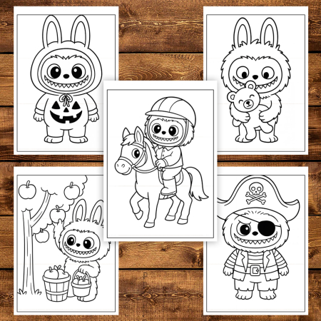 Carte de colorat pentru copii , 50 de ilustratii Labubu - Volumul II, 106 pagini [4]