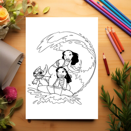 Carte de colorat pentru copii , 50 de ilustratii Lilo and Stitch, 106 pagini [2]