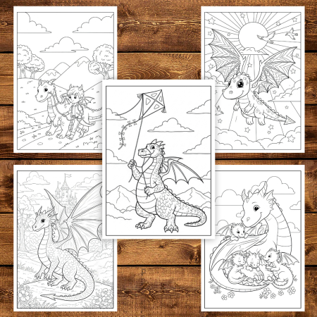 Carte de colorat pentru copii , 50 de ilustratii Lumea Dragonilor, 106 pagini [3]