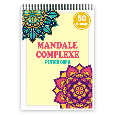 Carti de colorat antistres pentru adulti - Carte de colorat pentru copii , 50 de ilustratii Mandale Complexe, 106 pagini
