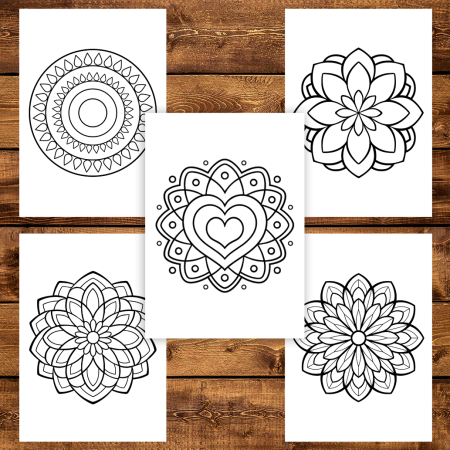 Carte de colorat pentru copii , 50 de ilustratii Mandale Simple, 106 pagini [4]