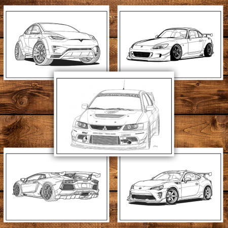 Carte de colorat pentru copii , 50 de ilustratii Masini Tunate - Volumul II, 106 pagini [3]