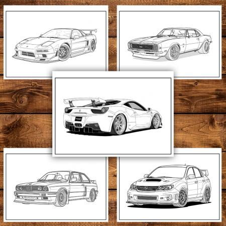 Carte de colorat pentru copii , 50 de ilustratii Masini Tunate - Volumul II, 106 pagini [2]