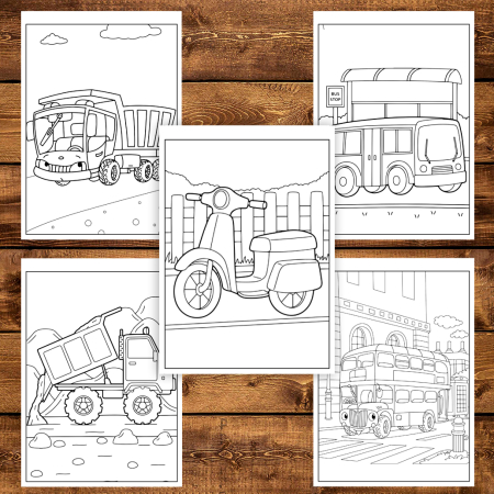 Carte de colorat pentru copii, 50 de ilustratii Masinute - Volumul II, 106 pagini [3]