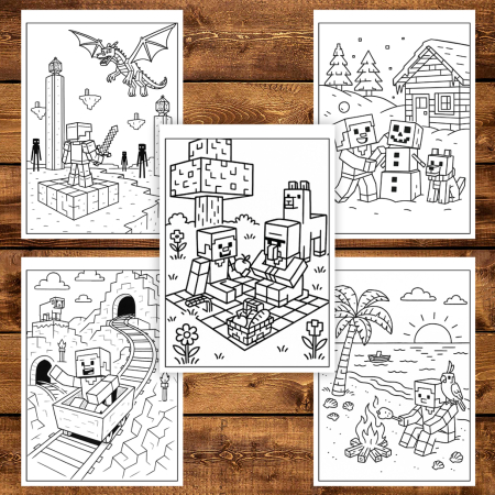 Carte de colorat pentru copii, 50 de ilustratii Minecraft - Volumul II, 106 pagini [4]
