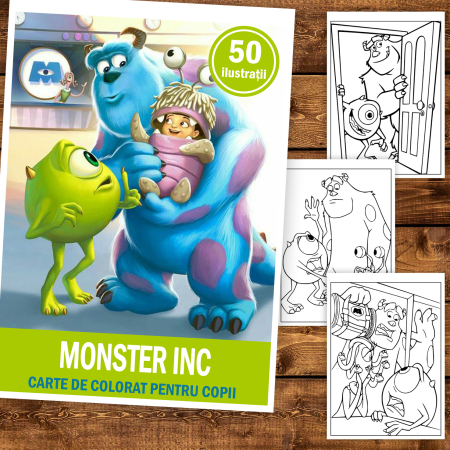 Carte de colorat pentru copii , 50 de ilustratii Monster INC, 106 pagini [1]