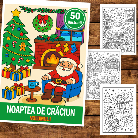 Carte de colorat pentru copii , 50 de ilustratii Noaptea de Craciun - Volumul I, 106 pagini [1]