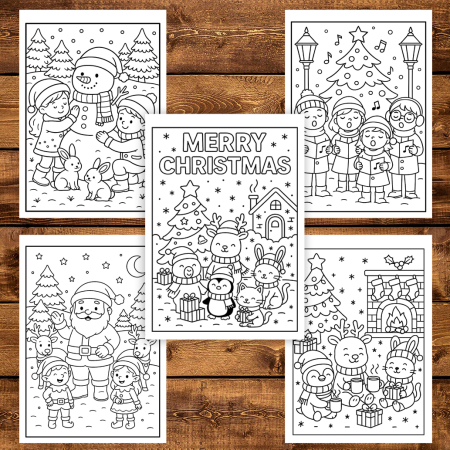 Carte de colorat pentru copii , 50 de ilustratii Noaptea de Craciun - Volumul I, 106 pagini [4]