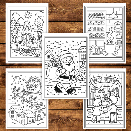 Carte de colorat pentru copii , 50 de ilustratii Noaptea de Craciun - Volumul Ii, 106 pagini [3]