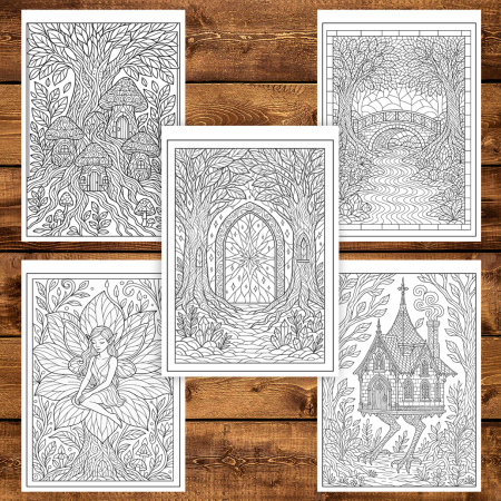 Carte de colorat pentru copii , 50 de ilustratii Padurea Fermecata, 106 pagini [4]