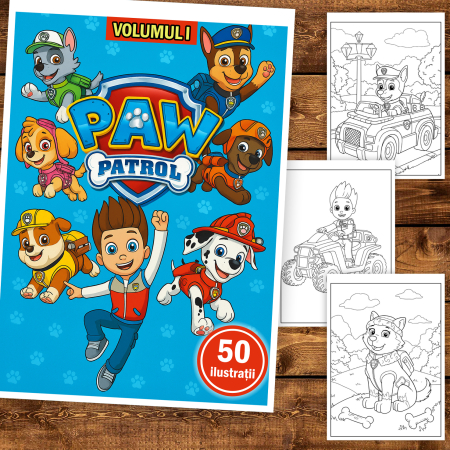 Carte de colorat pentru copii , 50 de ilustratii Paw Patrol - Volumul I, 106 pagini [1]