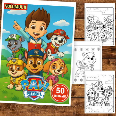 Carte de colorat pentru copii , 50 de ilustratii Paw Patrol - Volumul II, 106 pagini [1]