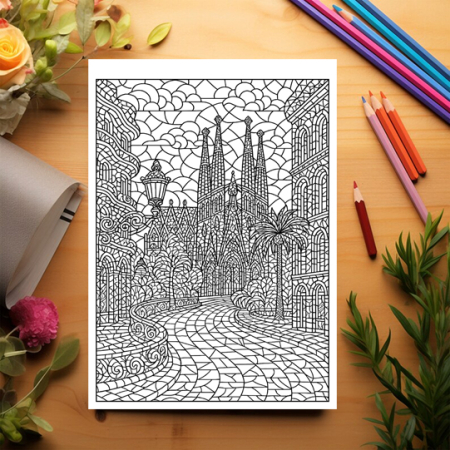 Carte de colorat pentru copii , 50 de ilustratii Peisaje din Europa, 106 pagini [2]