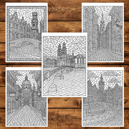 Carte de colorat pentru copii , 50 de ilustratii Peisaje din Europa, 106 pagini [4]