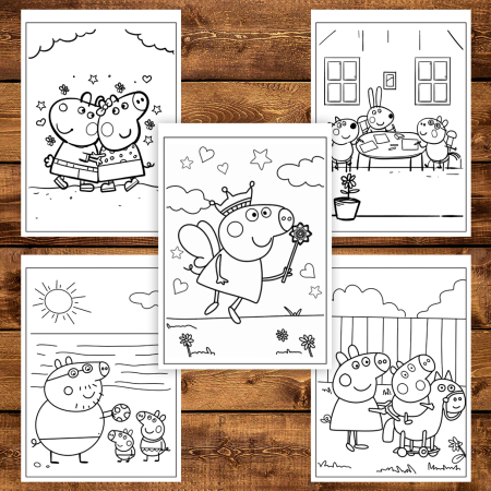 Carte de colorat pentru copii, 50 de ilustratii Peppa Pig - Volumul II, 106 pagini [4]