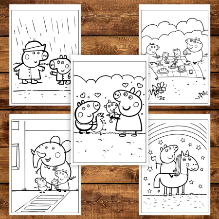 Carte de colorat pentru copii, 50 de ilustratii Peppa Pig - Volumul II, 106 pagini [3]