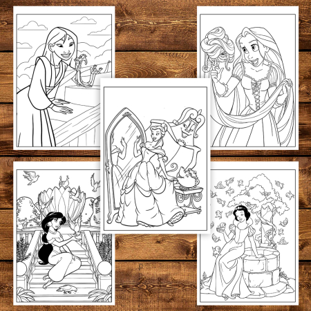 Carte de colorat pentru copii , 50 de ilustratii Printese din Desene - Volumul II, 106 pagini [4]