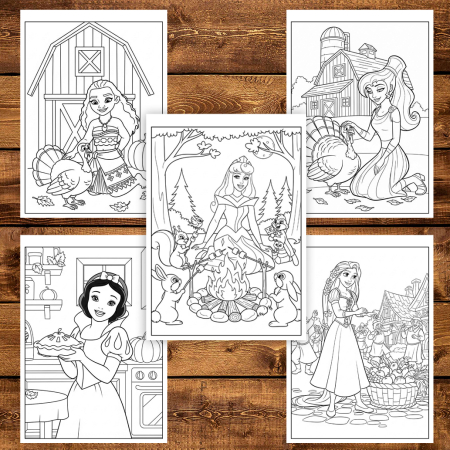 Carte de colorat pentru copii, 50 de ilustratii Printese din Desene - Volumul V, 106 pagini [3]