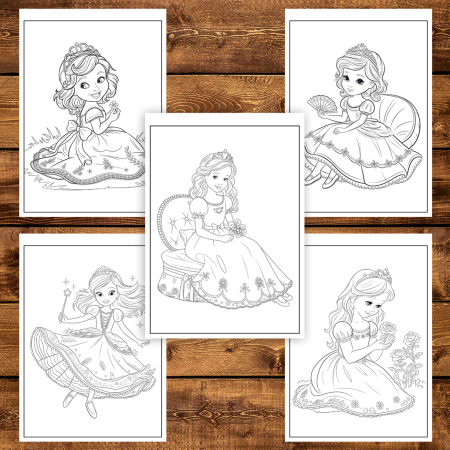 Carte de colorat pentru copii , 50 de ilustratii Printese Dragute - Volumul I, 106 pagini [4]