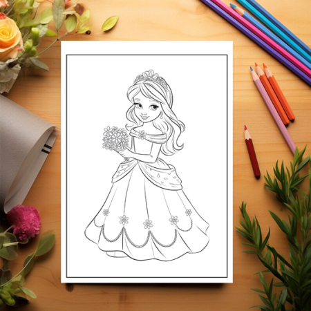 Carte de colorat pentru copii , 50 de ilustratii Printese Dragute - Volumul I, 106 pagini [2]