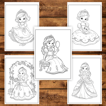 Carte de colorat pentru copii , 50 de ilustratii Printese Dragute - Volumul I, 106 pagini [3]