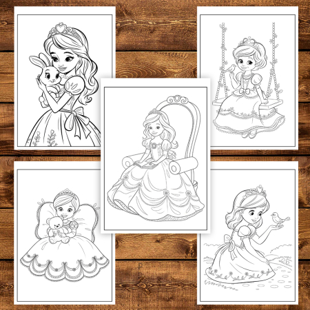 Carte de colorat pentru copii , 50 de ilustratii Printese Dragute - Volumul II, 106 pagini [4]