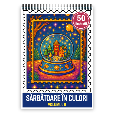 Carti de colorat pentru copii - Carte de colorat pentru copii , 50 de ilustratii Sarbatoare in Culori - Volumul II, 106 pagini
