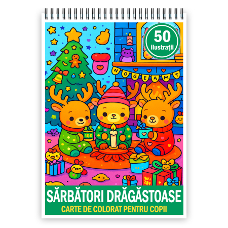 Carti de colorat pentru copii - Carte de colorat pentru copii , 50 de ilustratii Sarbatori Dragastoase, 106 pagini