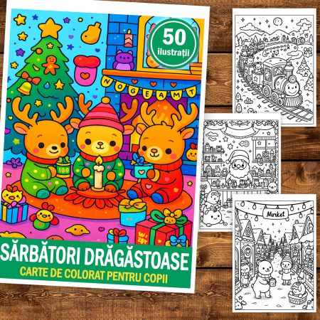 Carte de colorat pentru copii , 50 de ilustratii Sarbatori Dragastoase, 106 pagini [1]