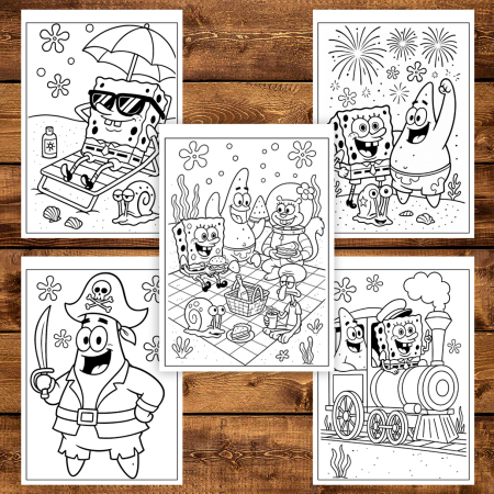 Carte de colorat pentru copii , 50 de ilustratii Spongebob, 106 pagini [4]