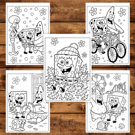 Carte de colorat pentru copii , 50 de ilustratii Spongebob, 106 pagini [3]