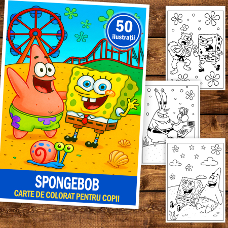Carte de colorat pentru copii , 50 de ilustratii Spongebob, 106 pagini [1]