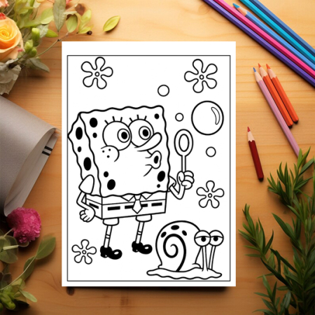 Carte de colorat pentru copii , 50 de ilustratii Spongebob, 106 pagini [2]