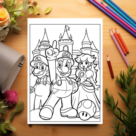 Carte de colorat pentru copii , 50 de ilustratii Super Mario, 106 pagini [2]