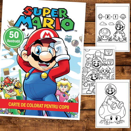 Carte de colorat pentru copii , 50 de ilustratii Super Mario, 106 pagini [1]