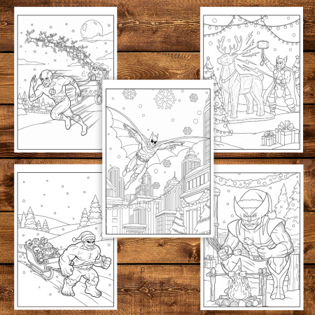 Carte de colorat pentru copii, 50 de ilustratii Supereroi Festivi - Volumul II, 106 pagini [4]