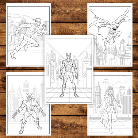 Carte de colorat pentru copii , 50 de ilustratii Supereroi - Volumul II, 106 pagini [4]