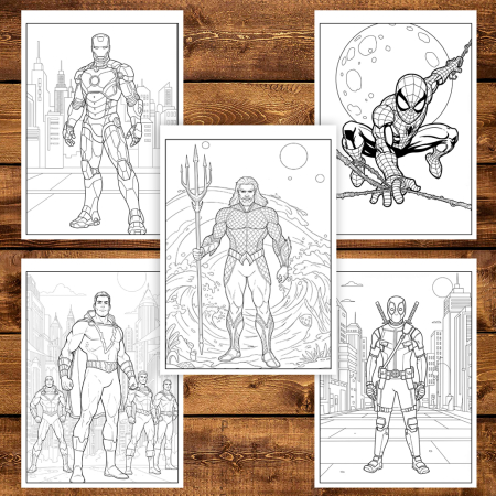 Carte de colorat pentru copii , 50 de ilustratii Supereroi - Volumul II, 106 pagini [3]