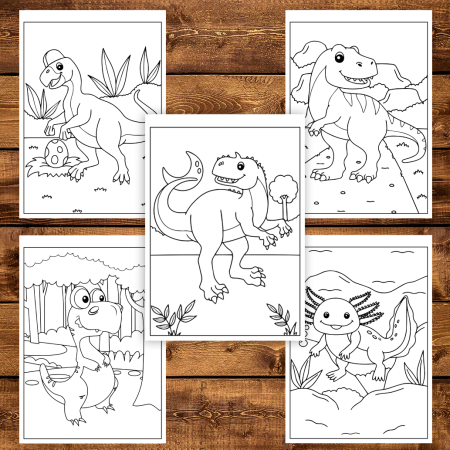 Carte de colorat pentru copii, 50 de ilustratii Taramul Dinozaurilor, 106 pagini [3]