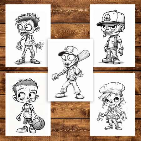 Carte de colorat pentru copii, 50 de ilustratii, Zombie kids - Volumul I, 106 pagini [3]