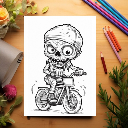 Carte de colorat pentru copii, 50 de ilustratii, Zombie kids - Volumul I, 106 pagini [2]