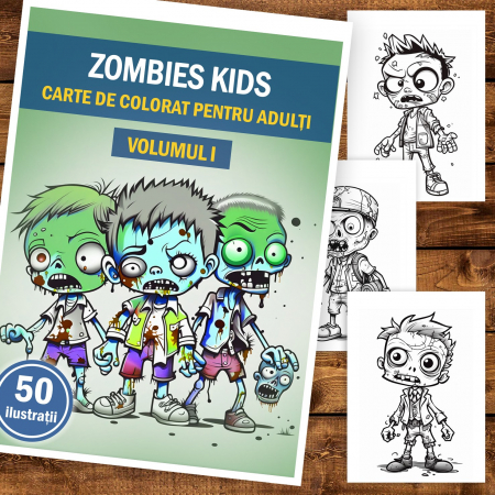 Carte de colorat pentru copii, 50 de ilustratii, Zombie kids - Volumul I, 106 pagini [1]