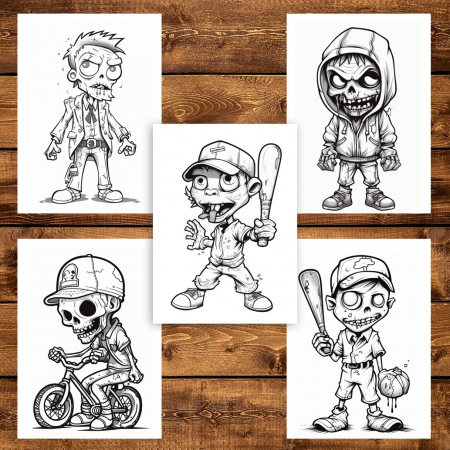 Carte de colorat pentru copii, 50 de ilustratii, Zombie kids - Volumul I, 106 pagini [4]