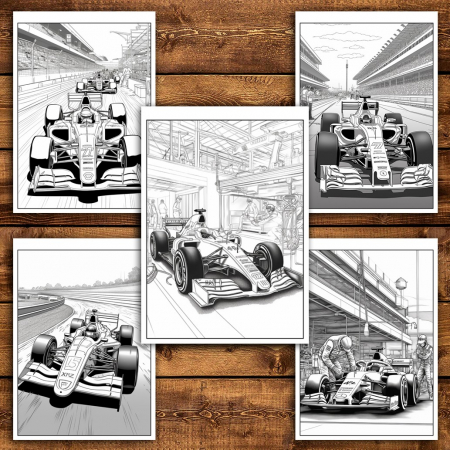 Carte de colorat pentru relaxare si antistres, 25 de ilustratii, Formula 1, 56 pagini [3]