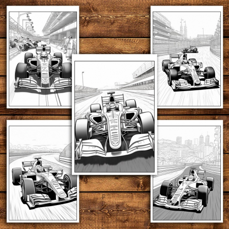 Carte de colorat pentru relaxare si antistres, 25 de ilustratii, Formula 1, 56 pagini [4]