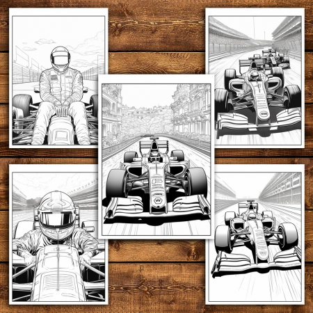 Carte de colorat pentru relaxare si antistres, 25 de ilustratii, Formula 1, 56 pagini [5]