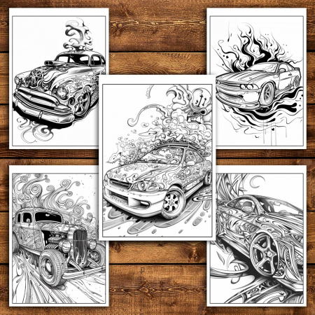 Carte de colorat pentru relaxare si antistres, 25 de ilustratii, Graffiti cu Masini, 56 pagini [5]