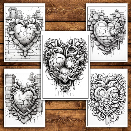 Carte de colorat pentru relaxare si antistres, 25 de ilustratii, Graffiti Heart, 56 pagini [4]